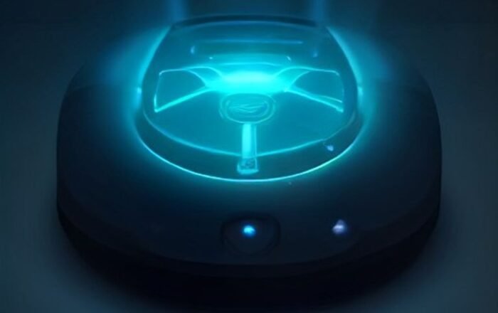 A futuristic electric vehicle charging connector plugging into a high-speed charging port, representing ultra-fast battery charging technology.