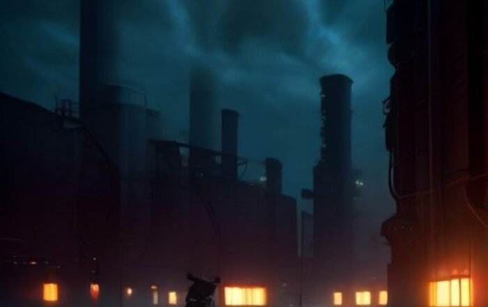 An advanced quadrupedal robot dog patrolling a high-security power plant facility.