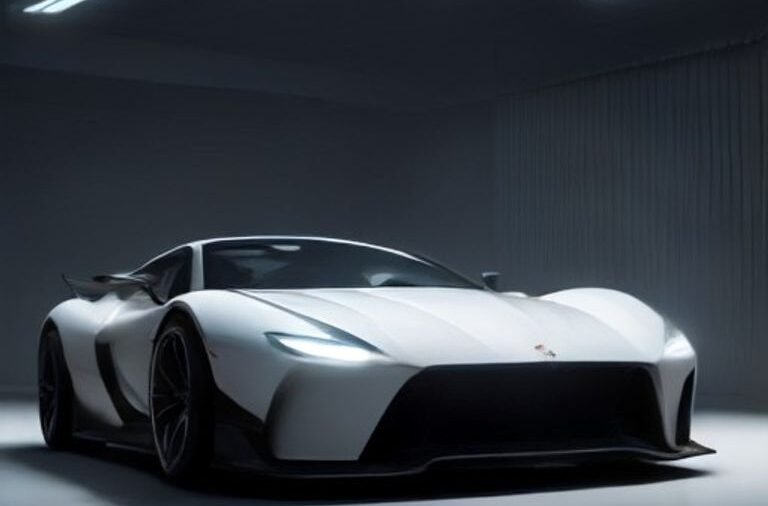 A futuristic car surrounded by glowing digital code and data streams, representing the shift toward software-defined vehicles.