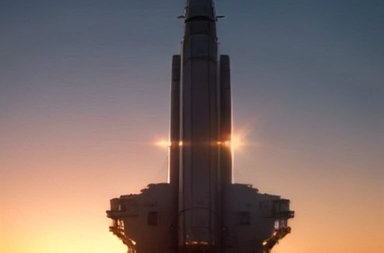 SpaceX Starship rocket on the launchpad during golden hour, representing modern aerospace economics.