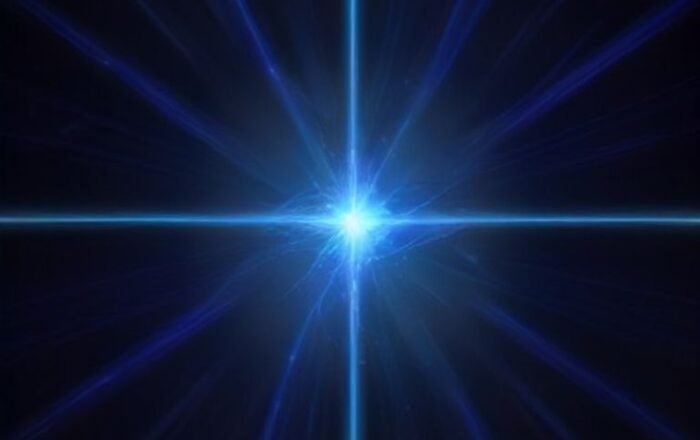 Abstract digital visualization of a quantum internet network with glowing nodes and light pulses representing data transmission.