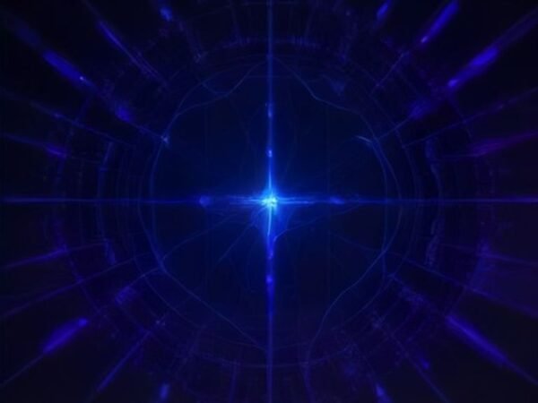 An abstract digital visualization of artificial intelligence tracking and analyzing cyber fraud networks.