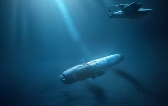 An autonomous deep-sea robot navigating and mapping the dark ocean floor with advanced sonar technology.