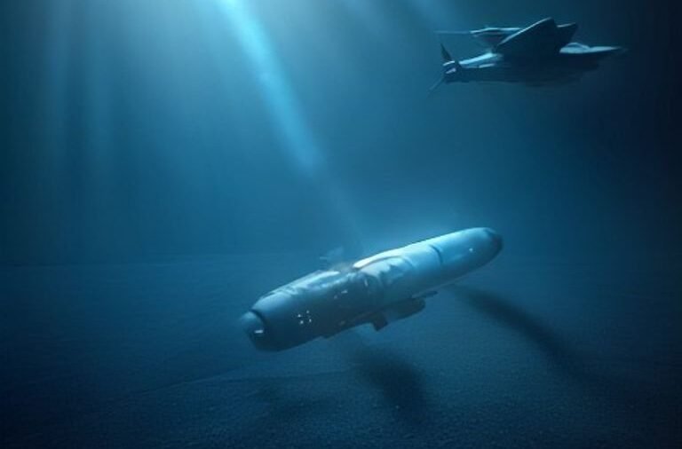 An autonomous deep-sea robot navigating and mapping the dark ocean floor with advanced sonar technology.