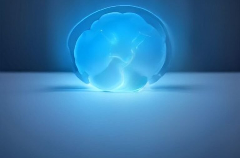 Close-up of a high-tech brain implant and digital bridge system representing neural technology for paralysis.