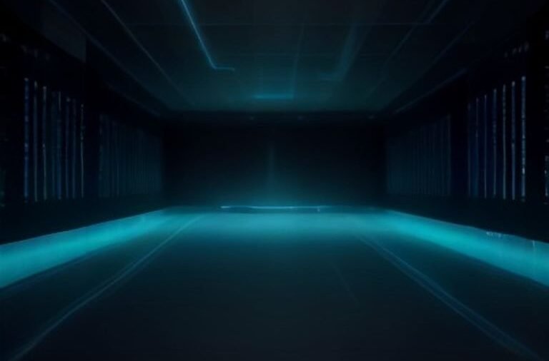 Digital visualization of artificial intelligence algorithms and data streams analyzing financial markets for an AI-run hedge fund.